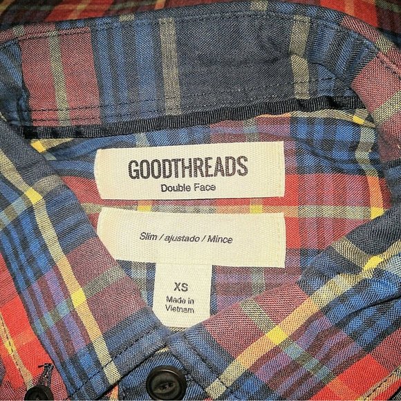GOODTHREADS Mens Shirt Size XS Multicolor Button Down Double Face Plaid … - Picture 5 of 7